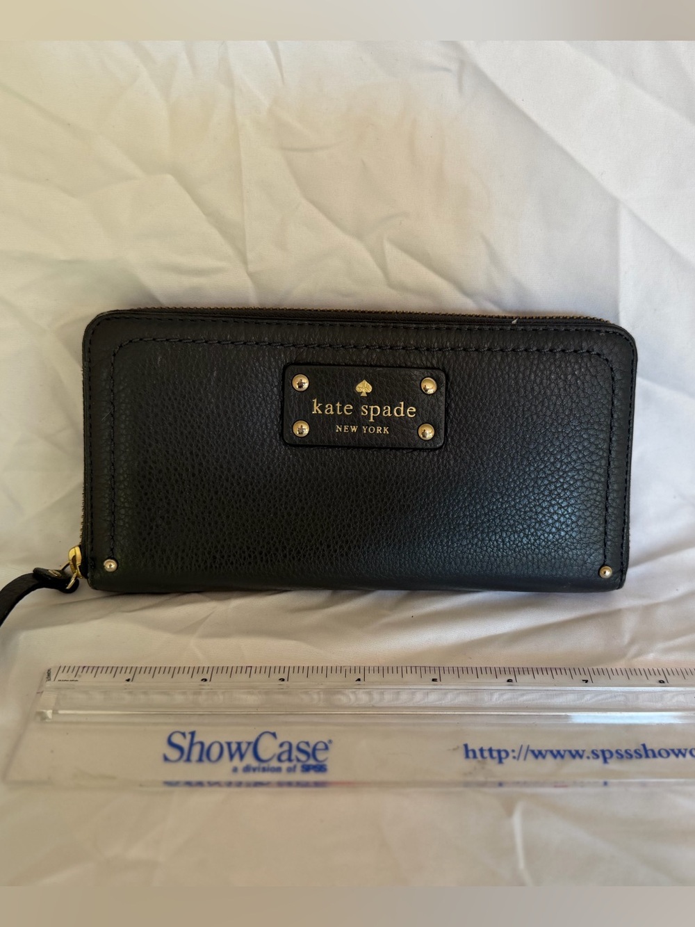 kate spade Dark Grey Pebbled Leather Zip Wallet (see 2nd pic for true color)